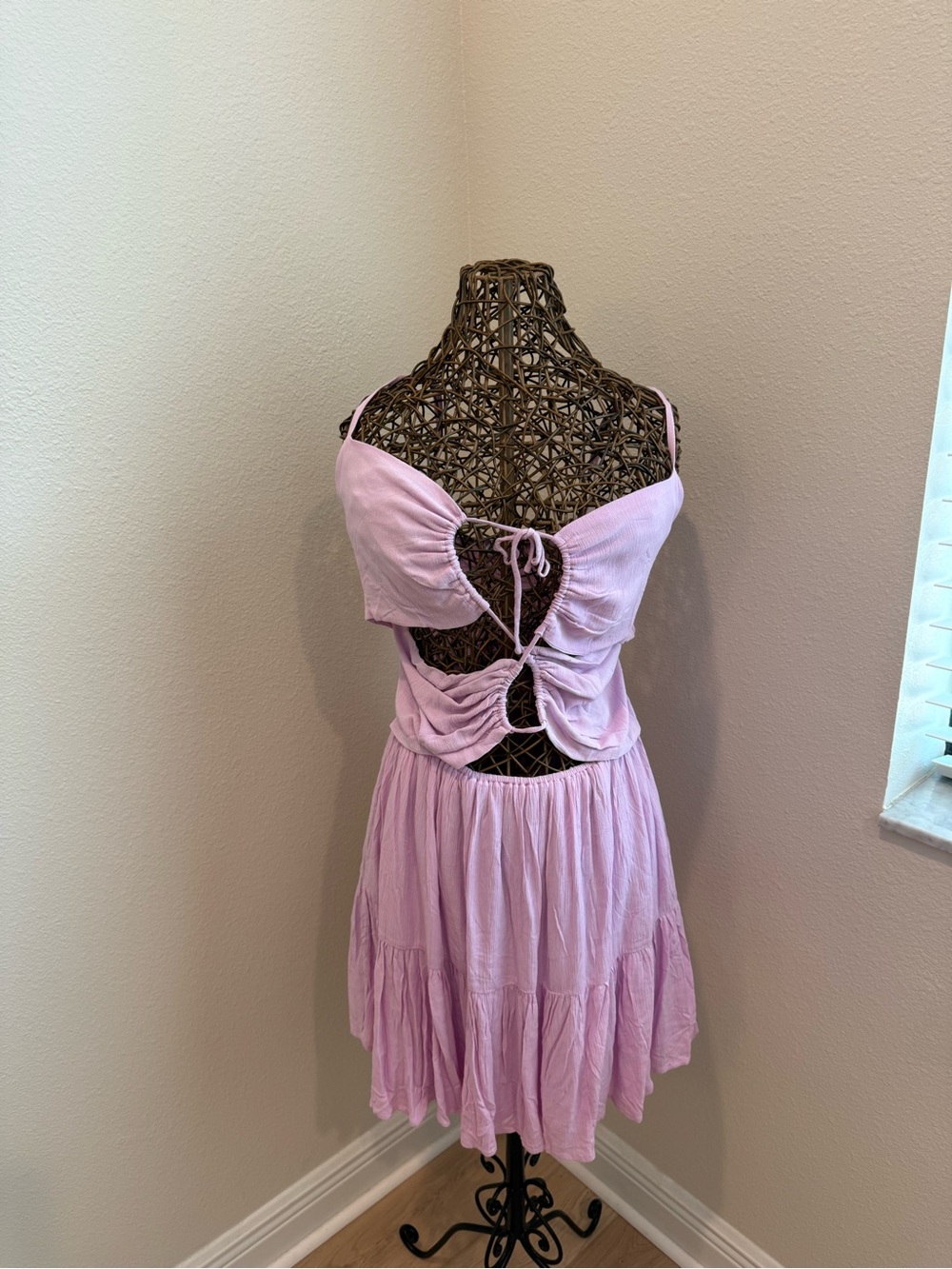 Forever 21 Lavender Smocked Spaghetti Strap Dress